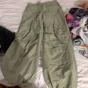 Green parachute pants